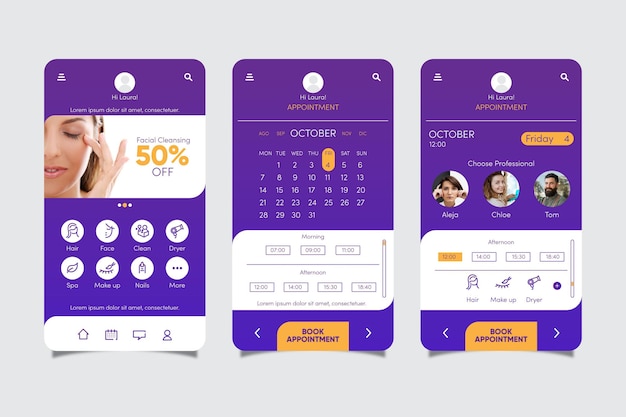 Free vector beauty salon booking app