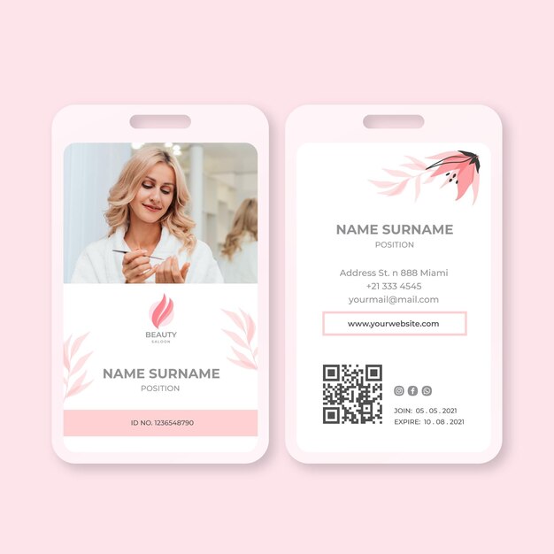 Beauty salon id card template