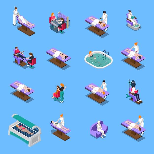 Free Vector beauty salon isometric set