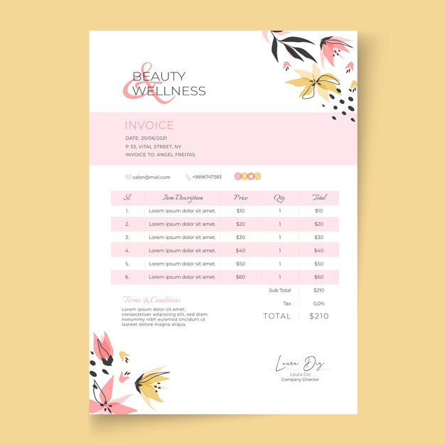 Beauty saloon invoice template