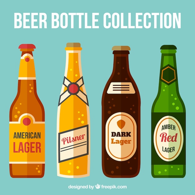 Free Vector beer bottles set in flat design