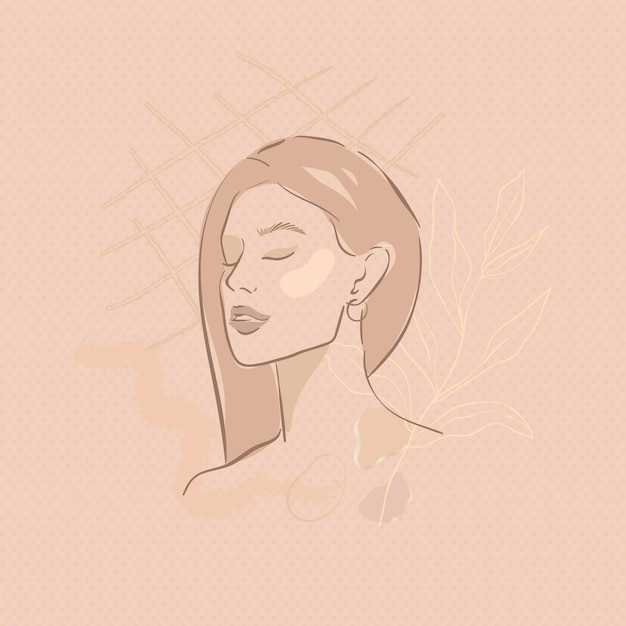 Free vector beige feminine line art