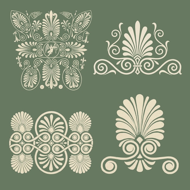 Beige Greek ornamental element set