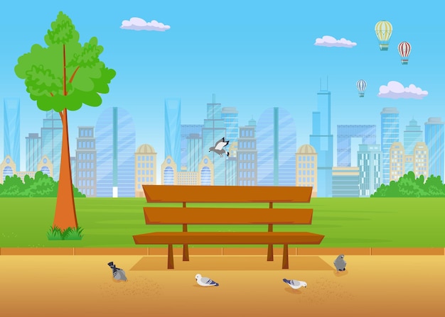 Free vector bench in park flat illustration