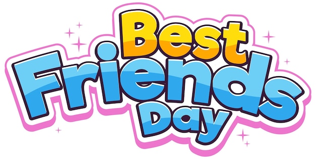 Free Vector best friends day word logo on white background