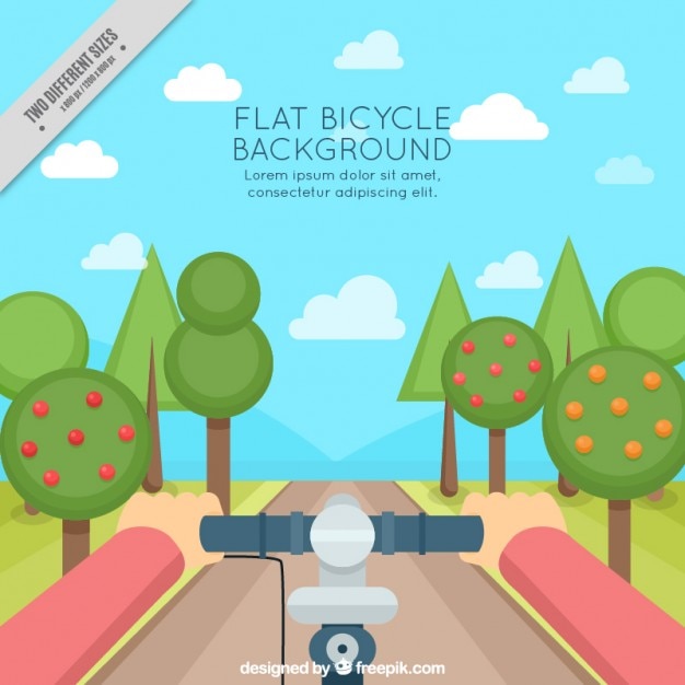 Free vector bicycle background in a beautiful landscape