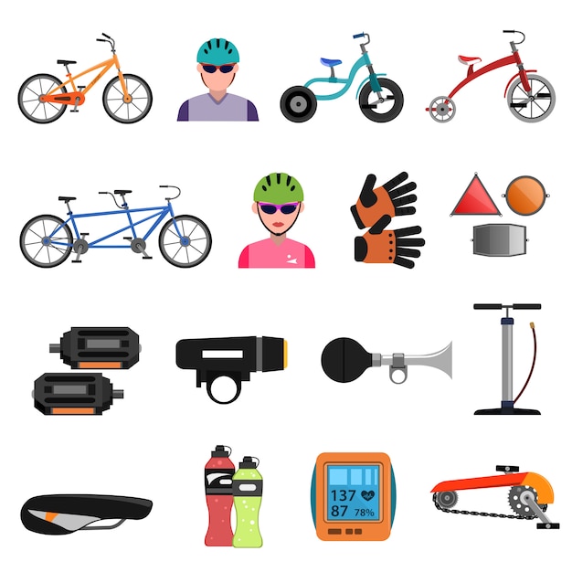 Free vector bicycle icons flat set