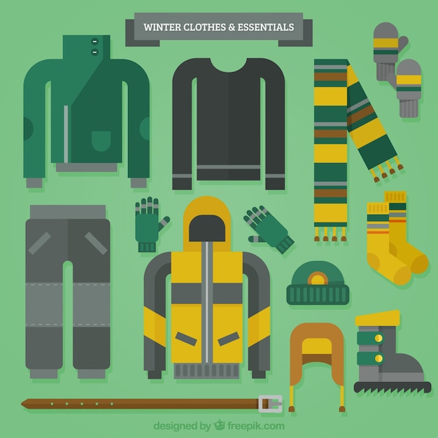 Free vector big collection of clothes and accessories in flat design