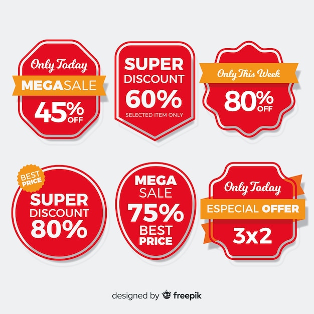 Free vector big coupon sale label collection