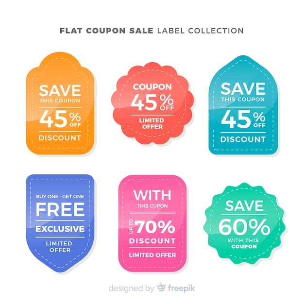 Free vector big coupon sale label collection