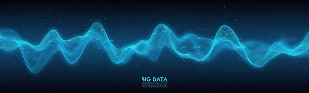 Free Vector big data blue wave visualization.