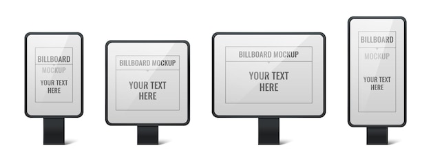 Free Vector billboard advertising icons set with realistic outdoor ad panel mockups isolated vector illustration