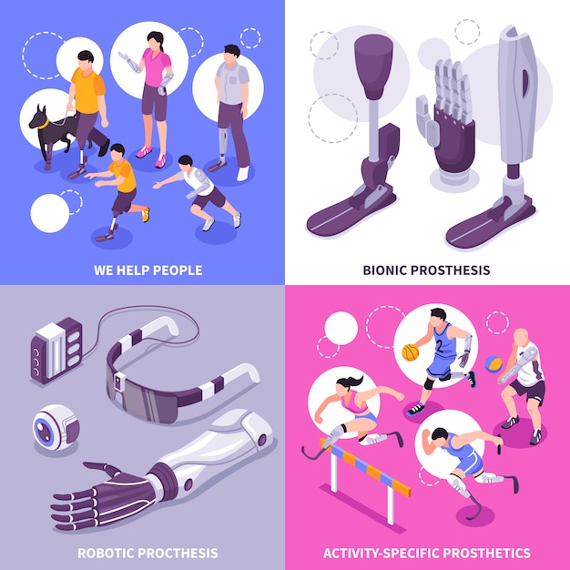 Free Vector bionic prosthesis isometric concept