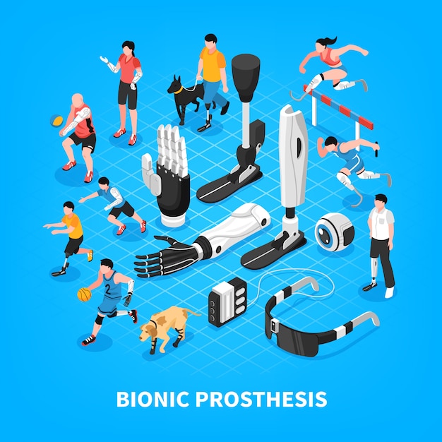 Free Vector bionic prothesis isometric composition