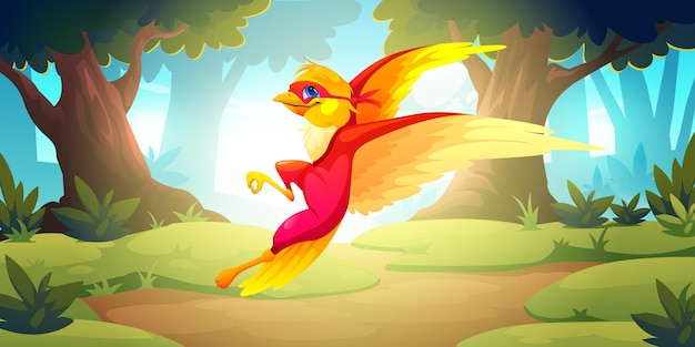 Free Vector bird superhero in red costume in forest