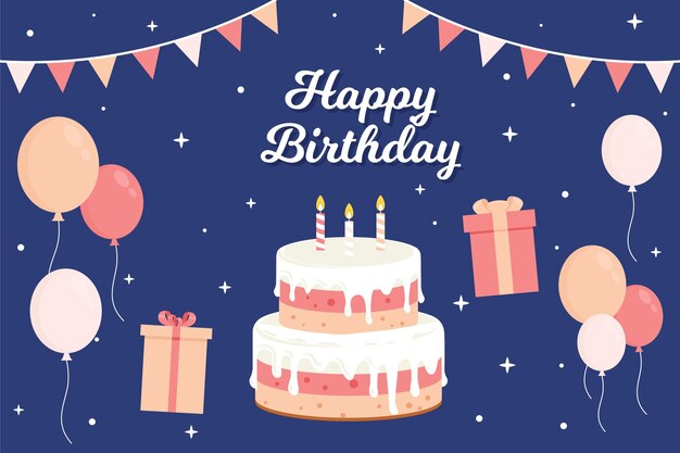 Birthday background in flat design