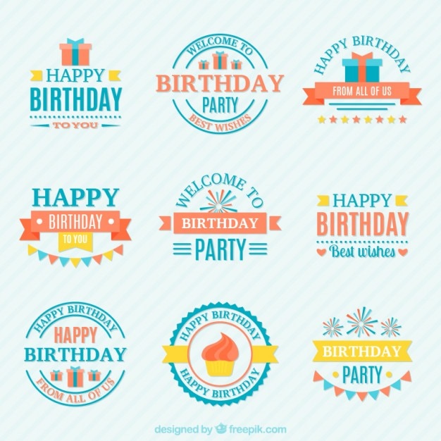 Free Vector birthday badges collection