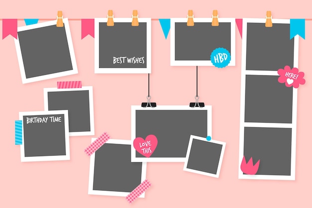 Free vector birthday collage frames collection