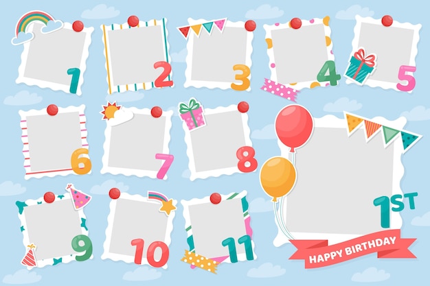 Free Vector birthday collage frames set