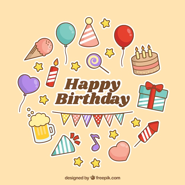 Free Vector birthday elements collection in flat style