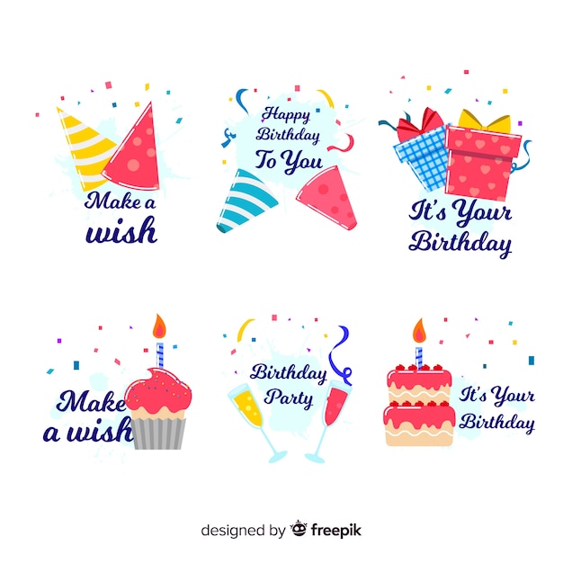 Free vector birthday label collection