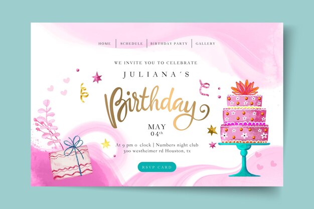 Birthday landing page template