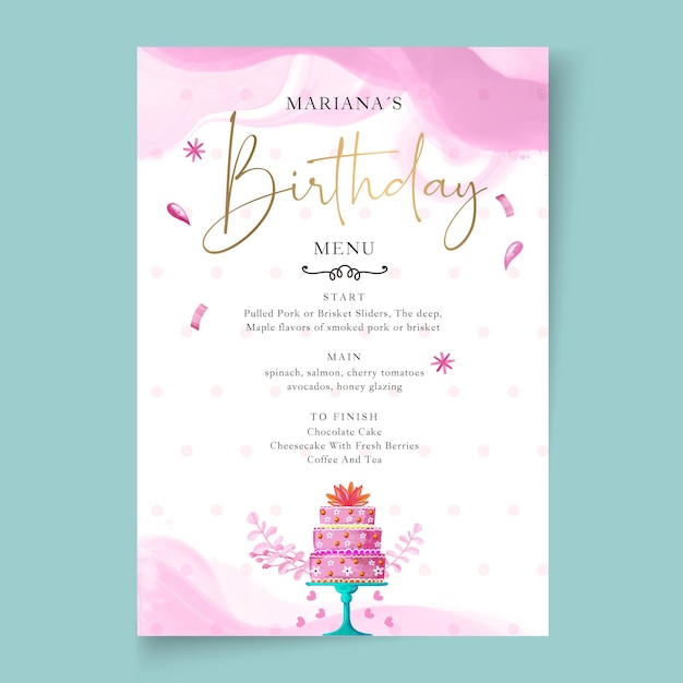 Birthday menu template