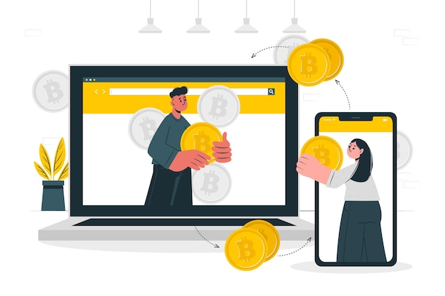 Free vector bitcoin p2p concept illustration