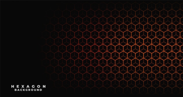 Free Vector black background with orange hexagonal pattern