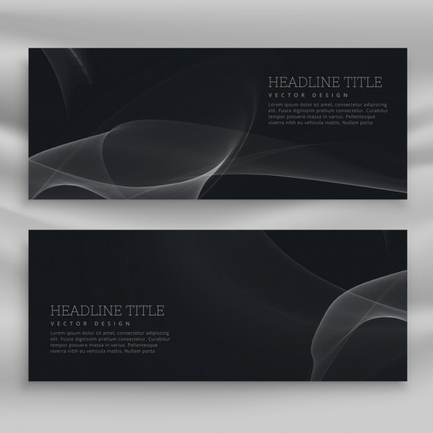 Free Vector black banners with wavy shapes