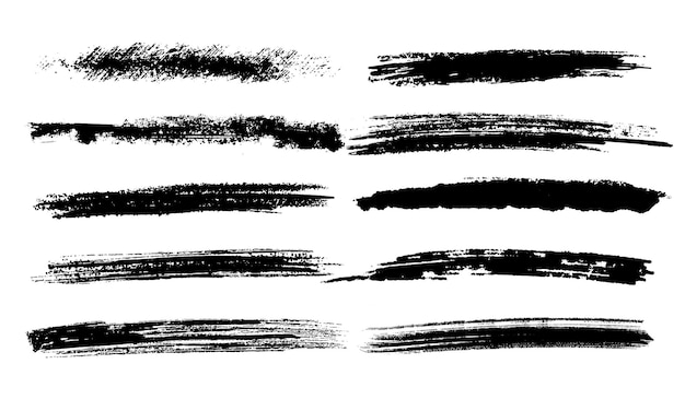 Free Vector black brush strokes set