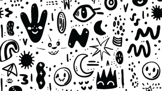 Free vector black doodle art pattern