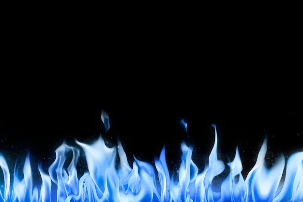 Free Vector black flame background, blue border realistic fire image vector