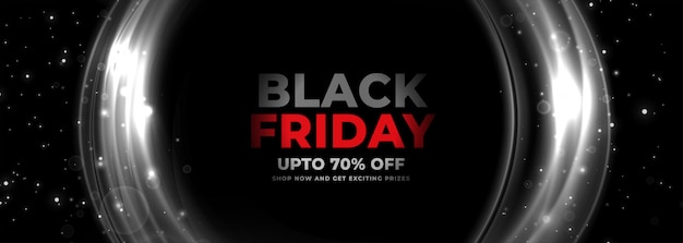 Free Vector black friday banner with circular glowing lines