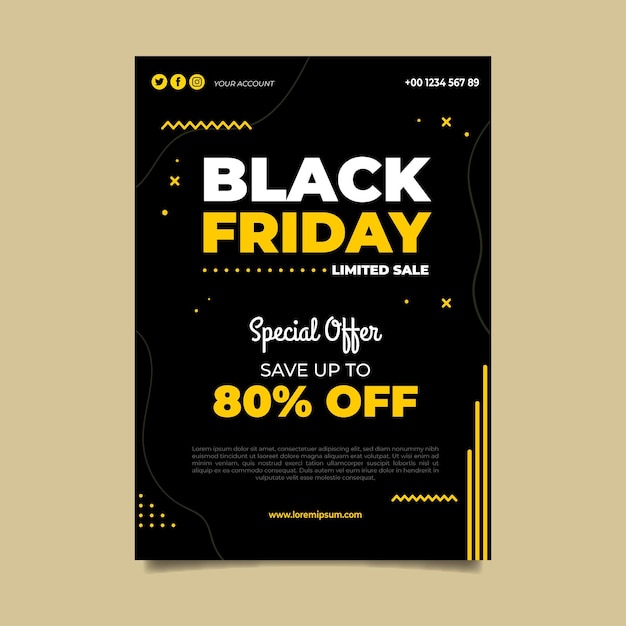 Black friday flyer template in flat design