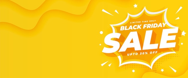 Free vector black friday mega sale coupon yellow banner with comic expression vector