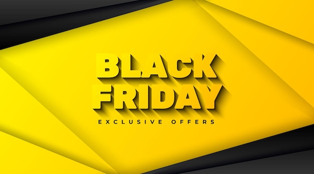 Free vector black friday sale banner template with yellow and black abstract element