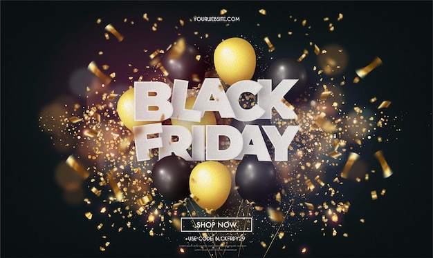 Free Vector black friday sale with realistic 3d balloons and bokeh explosion background