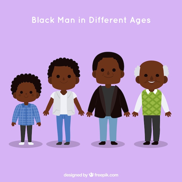 Free Vector black man in different ages in flat style