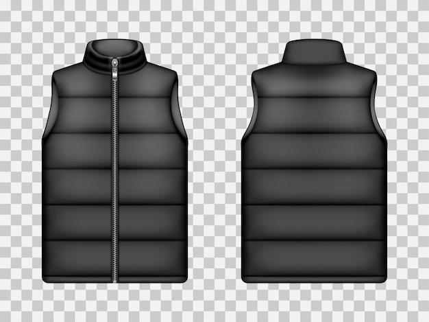 Free vector black sleeveless puffer jacket, down vest mockup