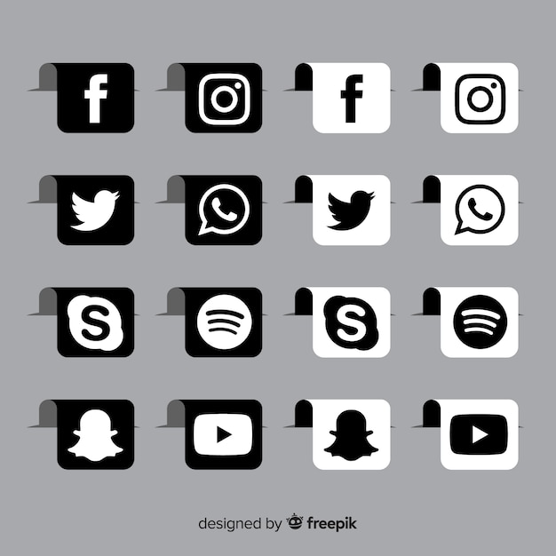 Black social media logo pack