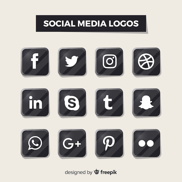 Free Vector black social media logos