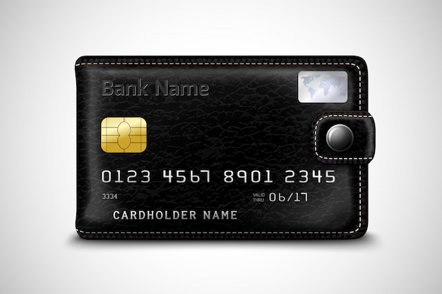 Free Vector black wallet bank credit card concept