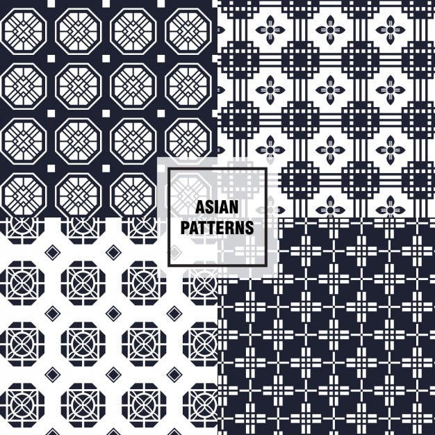 Free vector black and white asian patterns