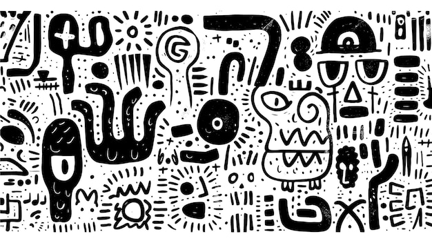 Free vector black and white doodle art illustration