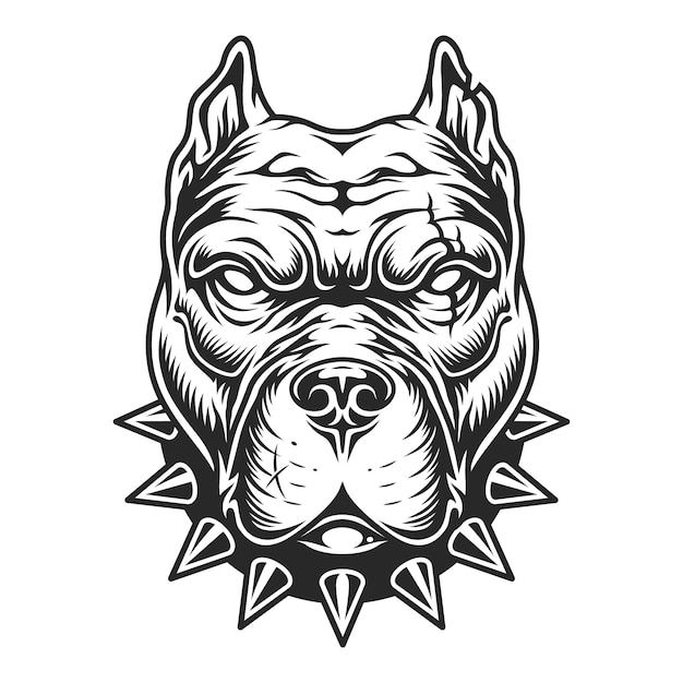 Free vector black and white pitbull head