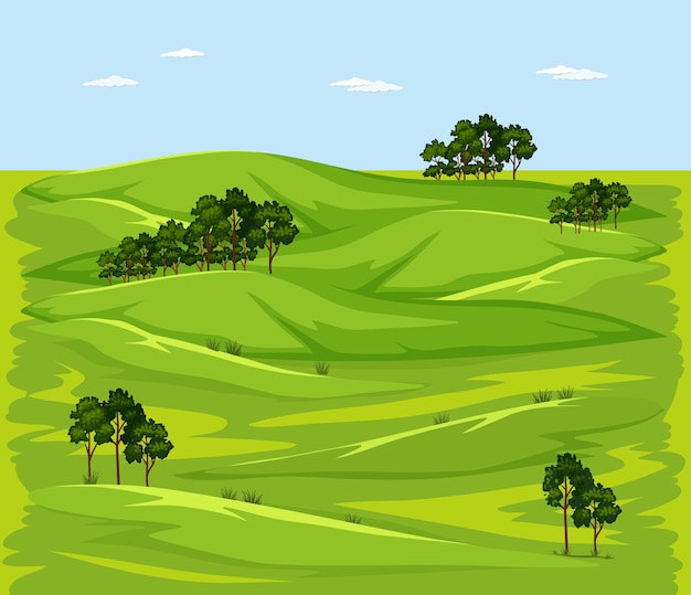 Free vector blank green meadow nature landscape scene