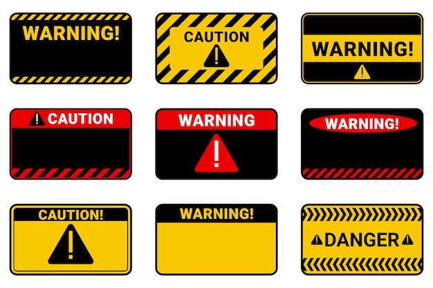 Free vector blank label of warning and caution sticker template set