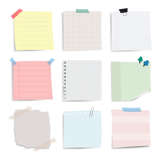 Free Vector blank reminder paper notes vector set