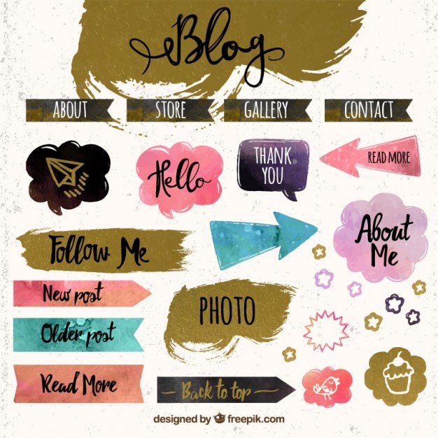 Free Vector blog elements, hand drawn